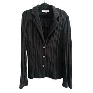 MAINBOCHER Vintage Cable Cotton Knit Cardigan Sweater Black CBK Cottage - Sz XL